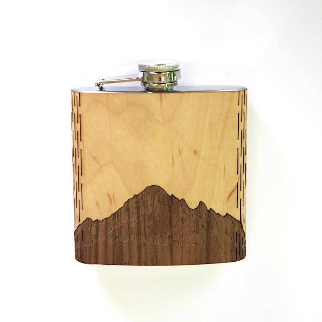 Wooden Hip Flask - Cascade Range (Mt. Baker) - Che Cose Belle