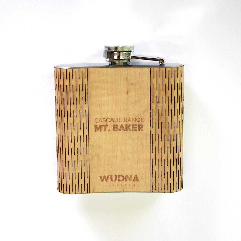 Wooden Hip Flask - Cascade Range (Mt. Baker) - Che Cose Belle