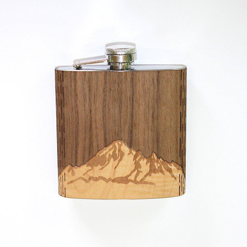 Wooden Hip Flask - Cascade Range (Mt. Baker) - Che Cose Belle
