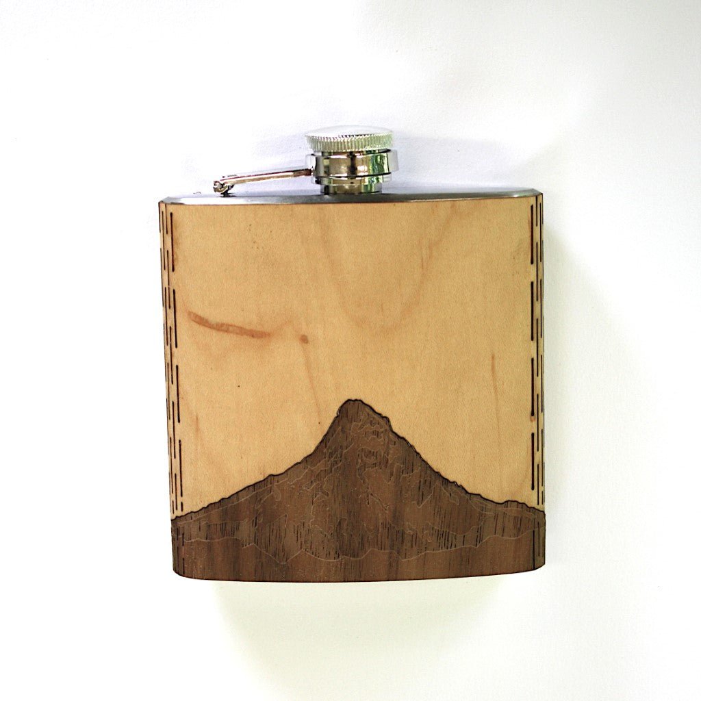 Wooden Hip Flask - Cascade Range (Mt. Hood) - Che Cose Belle