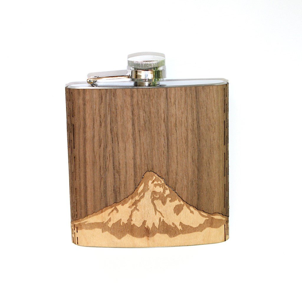Wooden Hip Flask - Cascade Range (Mt. Hood) - Che Cose Belle