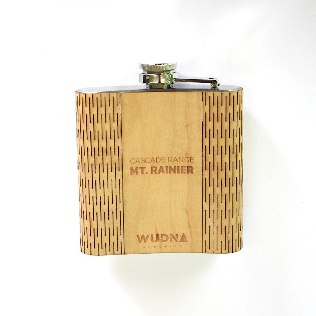 Wooden Hip Flask - Cascade Range (Mt. Rainier) - Che Cose Belle