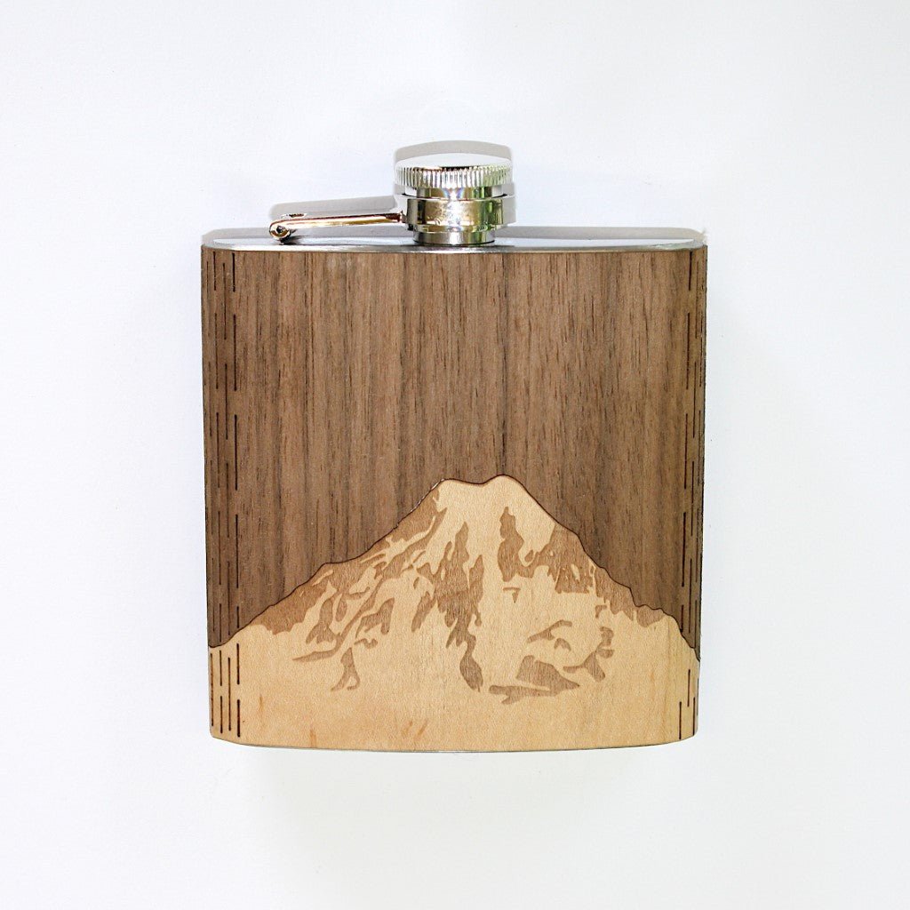 Wooden Hip Flask - Cascade Range (Mt. Rainier) - Che Cose Belle