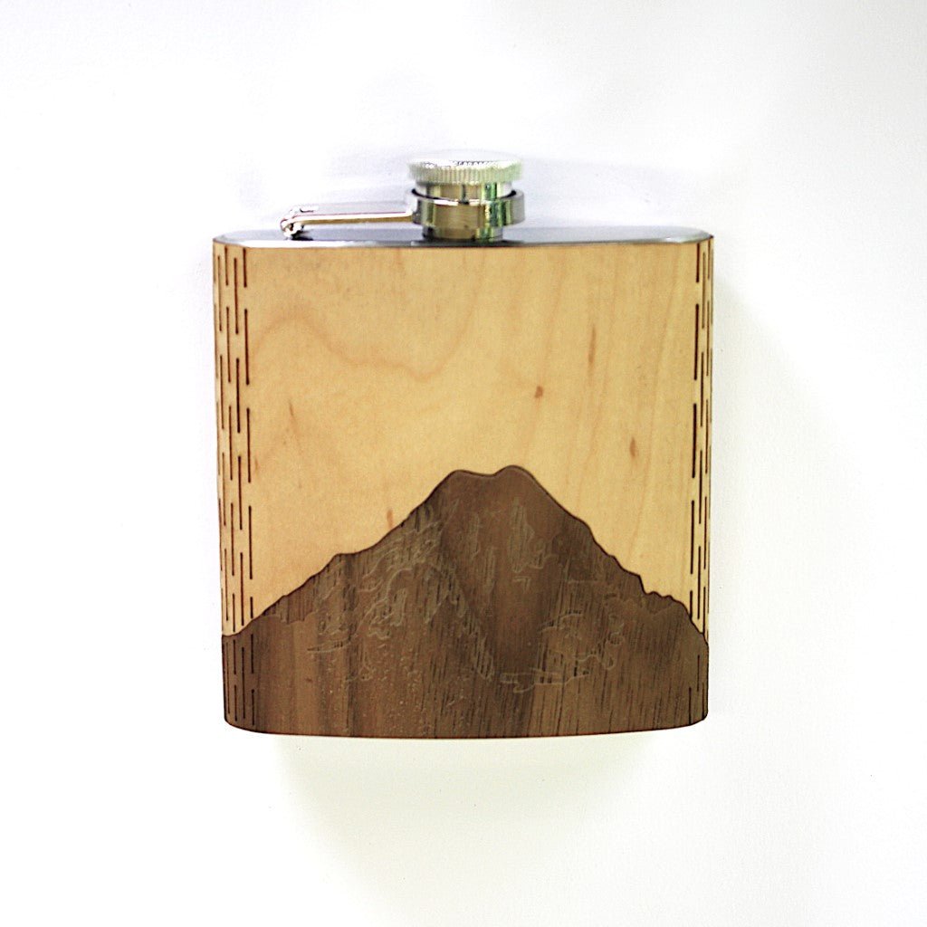 Wooden Hip Flask - Cascade Range (Mt. Rainier) - Che Cose Belle