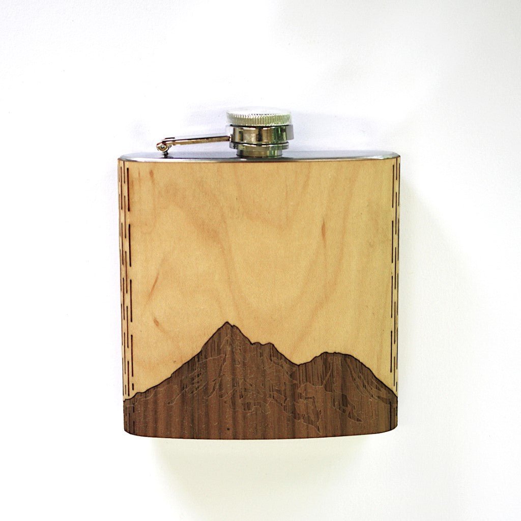 Wooden Hip Flask - Cascade Range (Mt. Shasta) - Che Cose Belle