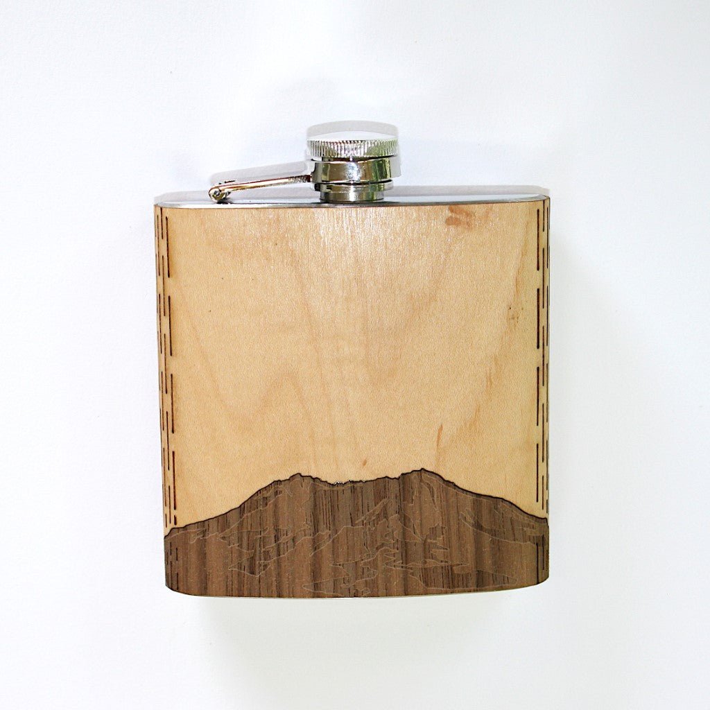 Wooden Hip Flask - Cascade Range (Mt. St. Helens) - Che Cose Belle