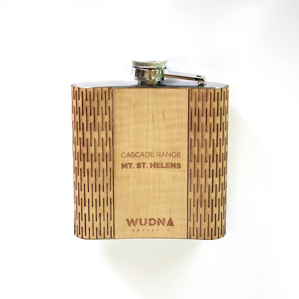 Wooden Hip Flask - Cascade Range (Mt. St. Helens) - Che Cose Belle