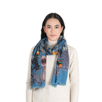 Woodland Embroidered Wool Scarf - Lapis Blue - Che Cose Belle