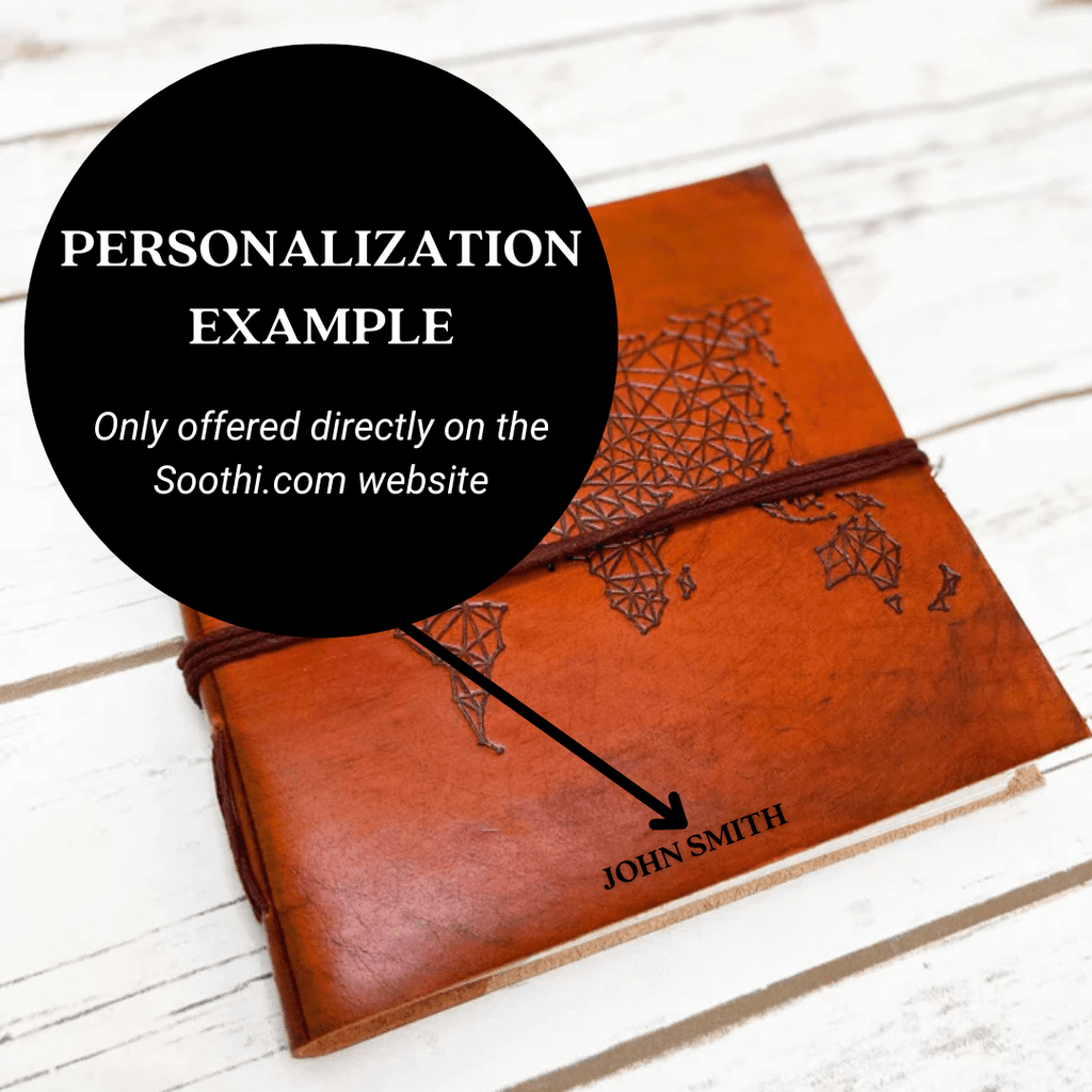 World Map 7x7 Artist Handmade Leather Journal - Che Cose Belle
