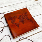 World Map 7x7 Artist Handmade Leather Journal - Che Cose Belle