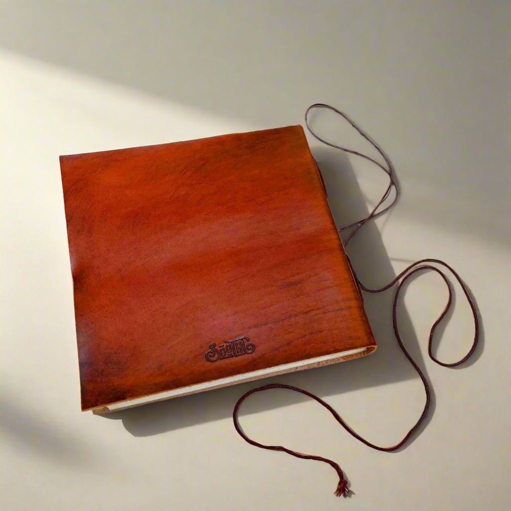 World Map 7x7 Artist Handmade Leather Journal - Che Cose Belle