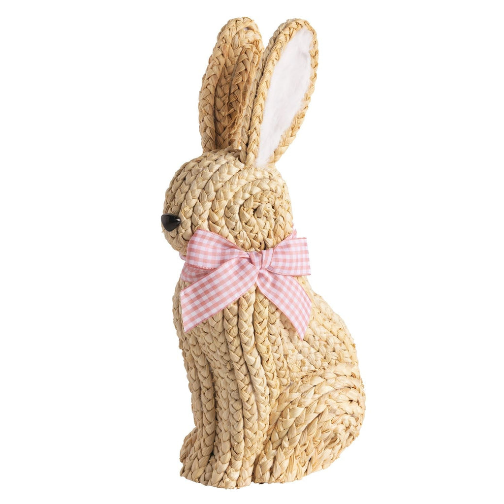 Woven Corn Husk Bunny with Gingham Bow - Che Cose Belle