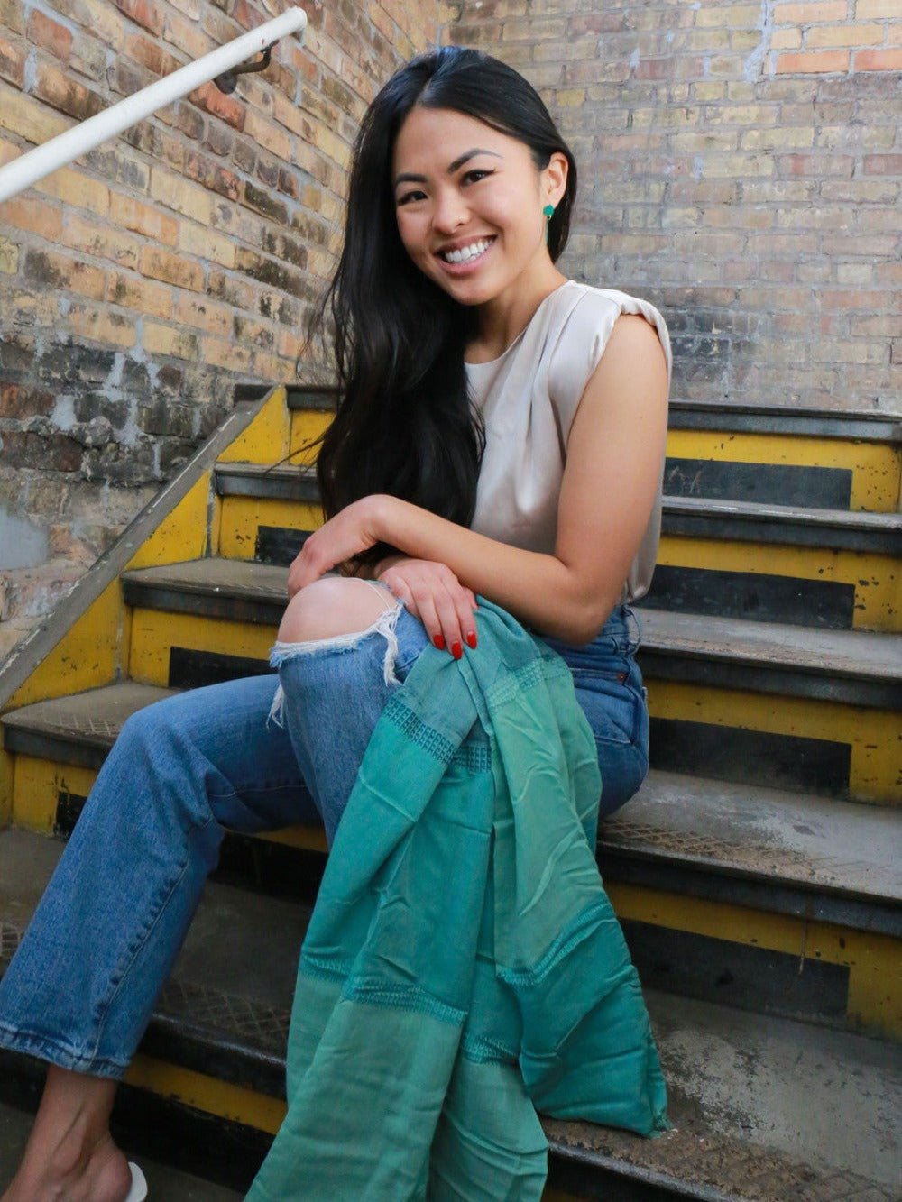 Woven Ocean Block Scarf - Che Cose Belle