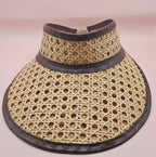 Woven Rattan Cane Visor with Leather Trim – Summer Sun Hat with Elastic Fit | 4 Color Options - Che Cose Belle