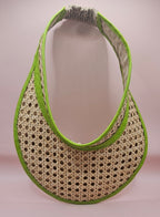 Woven Rattan Cane Visor with Leather Trim – Summer Sun Hat with Elastic Fit | 4 Color Options - Che Cose Belle