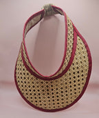 Woven Rattan Cane Visor with Leather Trim – Summer Sun Hat with Elastic Fit | 4 Color Options - Che Cose Belle