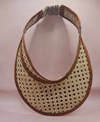 Woven Rattan Cane Visor with Leather Trim – Summer Sun Hat with Elastic Fit | 4 Color Options - Che Cose Belle