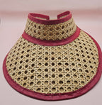Woven Rattan Cane Visor with Leather Trim – Summer Sun Hat with Elastic Fit | 4 Color Options - Che Cose Belle