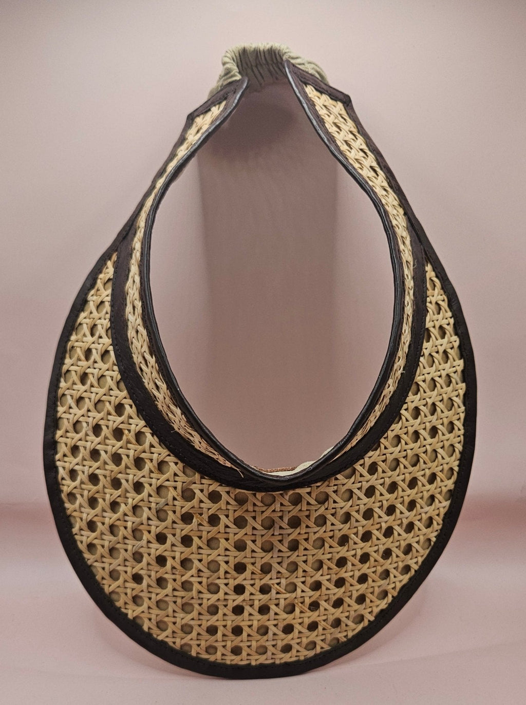 Woven Rattan Cane Visor with Leather Trim – Summer Sun Hat with Elastic Fit | 4 Color Options - Che Cose Belle