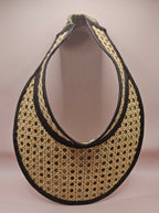 Woven Rattan Cane Visor with Leather Trim – Summer Sun Hat with Elastic Fit | 4 Color Options - Che Cose Belle