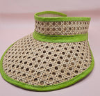 Woven Rattan Cane Visor with Leather Trim – Summer Sun Hat with Elastic Fit | 4 Color Options - Che Cose Belle