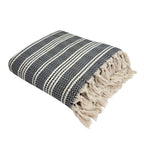 Woven Stripe Turkish Throw Cotton Fringe Lightweight
