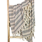 Woven Stripe Turkish Throw Cotton Fringe Lightweight