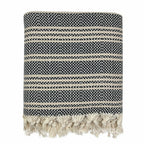 Woven Stripe Turkish Throw Cotton Fringe Lightweight