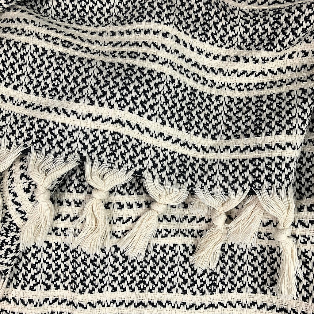 Woven Stripe Turkish Throw Cotton Fringe Lightweight