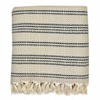 Woven Stripe Turkish Throw Cotton Fringe Lightweight