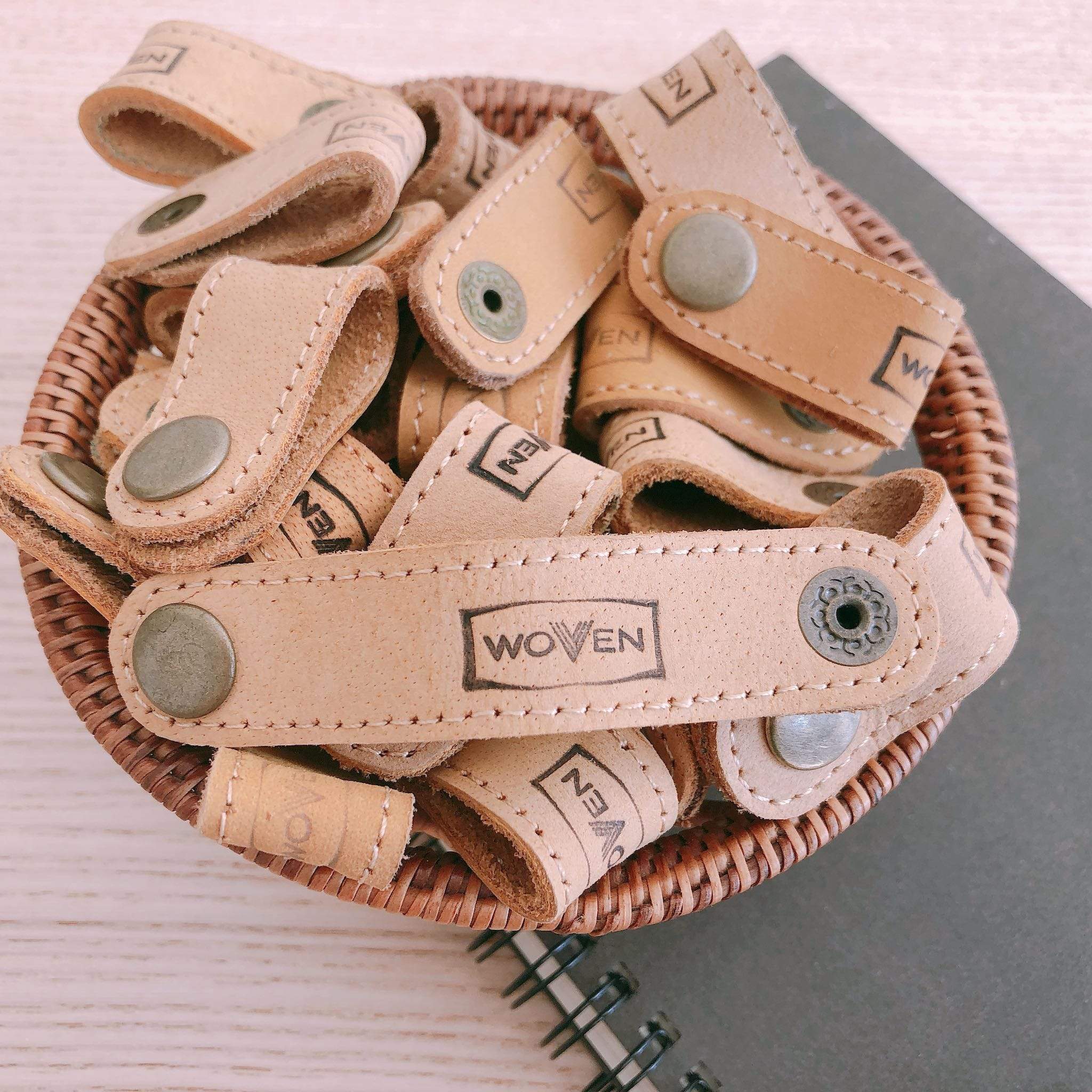WOVEN suede leather cord organizer - set of 3 - Che Cose Belle