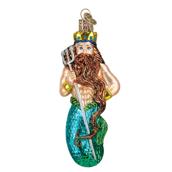 Neptune Merman Glass Ornament