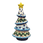 Polish Pottery Christmas Tree Luminary - Winter Wonderland Pattern