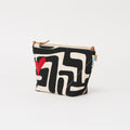 XLarge Convertible Pouch - Black Kuba with Beaded Red Heart with Medium Leather Strap - Che Cose Belle