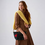 XLarge Convertible Pouch - Safari Kuba with Red Beaded Heart - Che Cose Belle