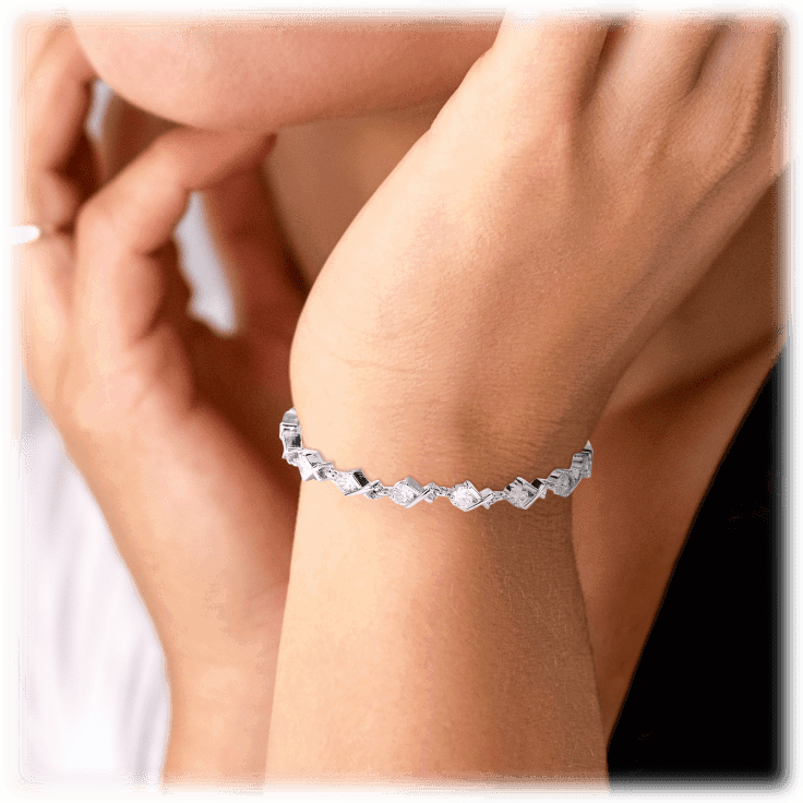 XO Tennis Bracelet with Round Cut White Diamond Cubic Zirconia Stones - Che Cose Belle