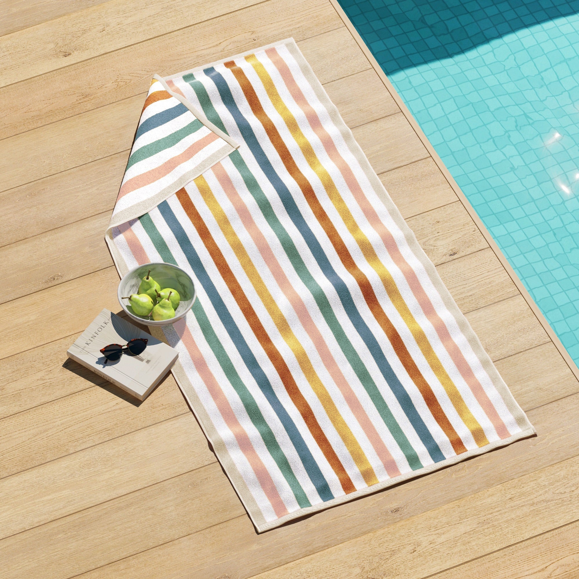 Oversized Striped Border Cabana Beach Towel - Santa Cruz