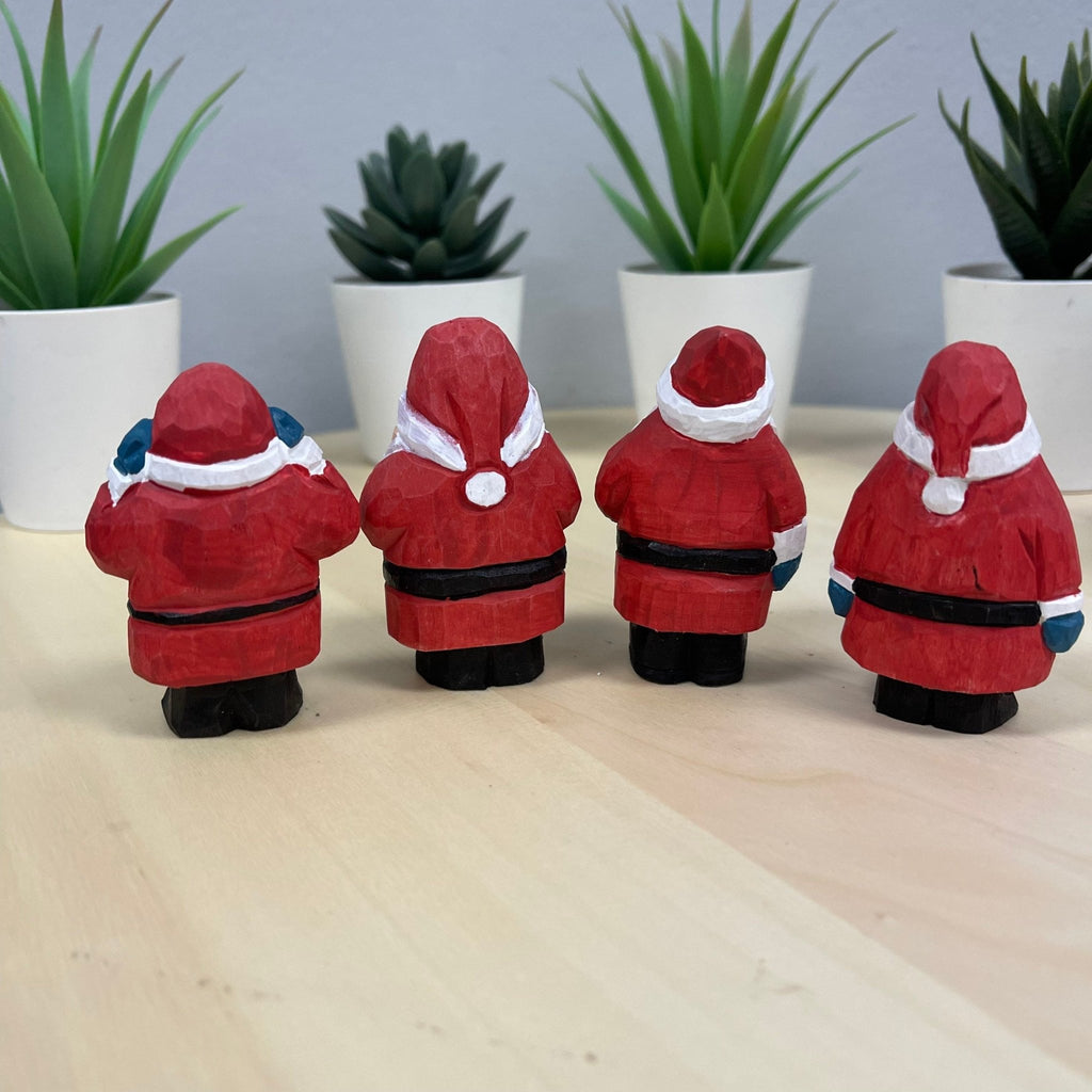 YEEYAYA 4 PCs Santa Sets Wood sculpture Hand Carved Wood Wooden Santa Claus Figurine Christmas gift Wood Statue home Decor - Che Cose Belle