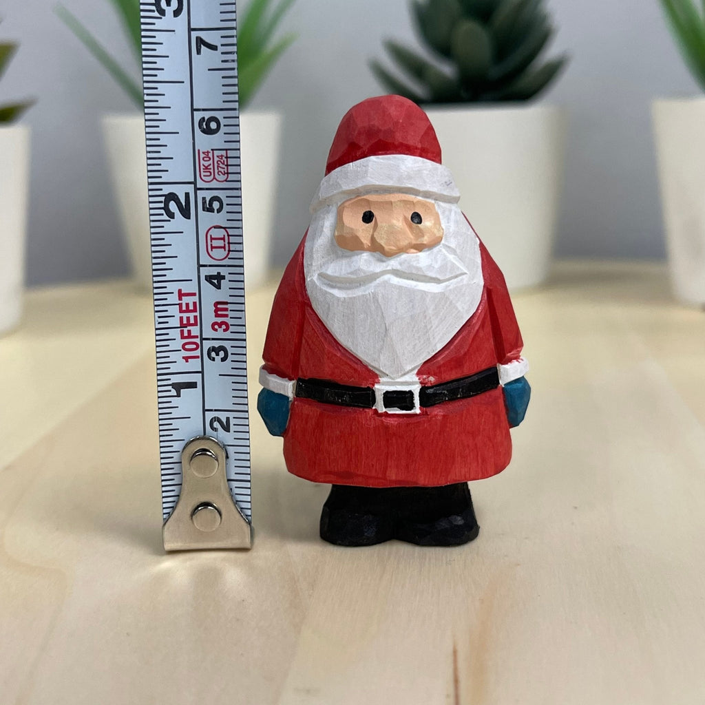 YEEYAYA 4 PCs Santa Sets Wood sculpture Hand Carved Wood Wooden Santa Claus Figurine Christmas gift Wood Statue home Decor - Che Cose Belle