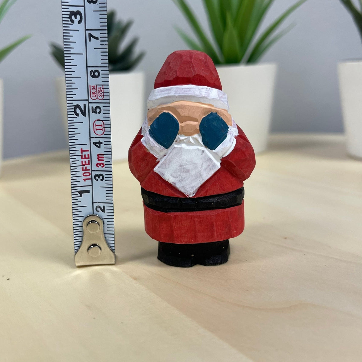YEEYAYA 4 PCs Santa Sets Wood sculpture Hand Carved Wood Wooden Santa Claus Figurine Christmas gift Wood Statue home Decor - Che Cose Belle