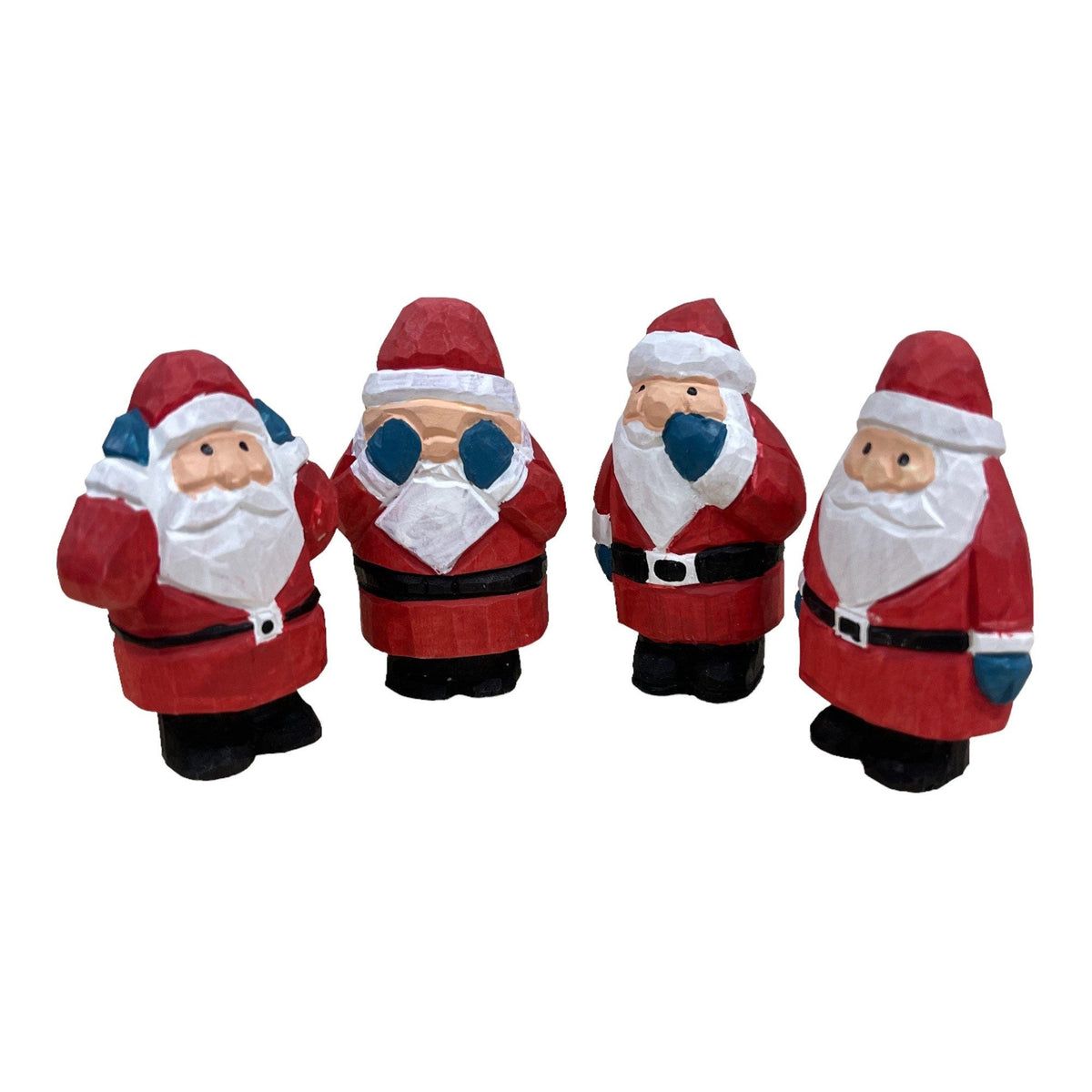 YEEYAYA 4 PCs Santa Sets Wood sculpture Hand Carved Wood Wooden Santa Claus Figurine Christmas gift Wood Statue home Decor - Che Cose Belle
