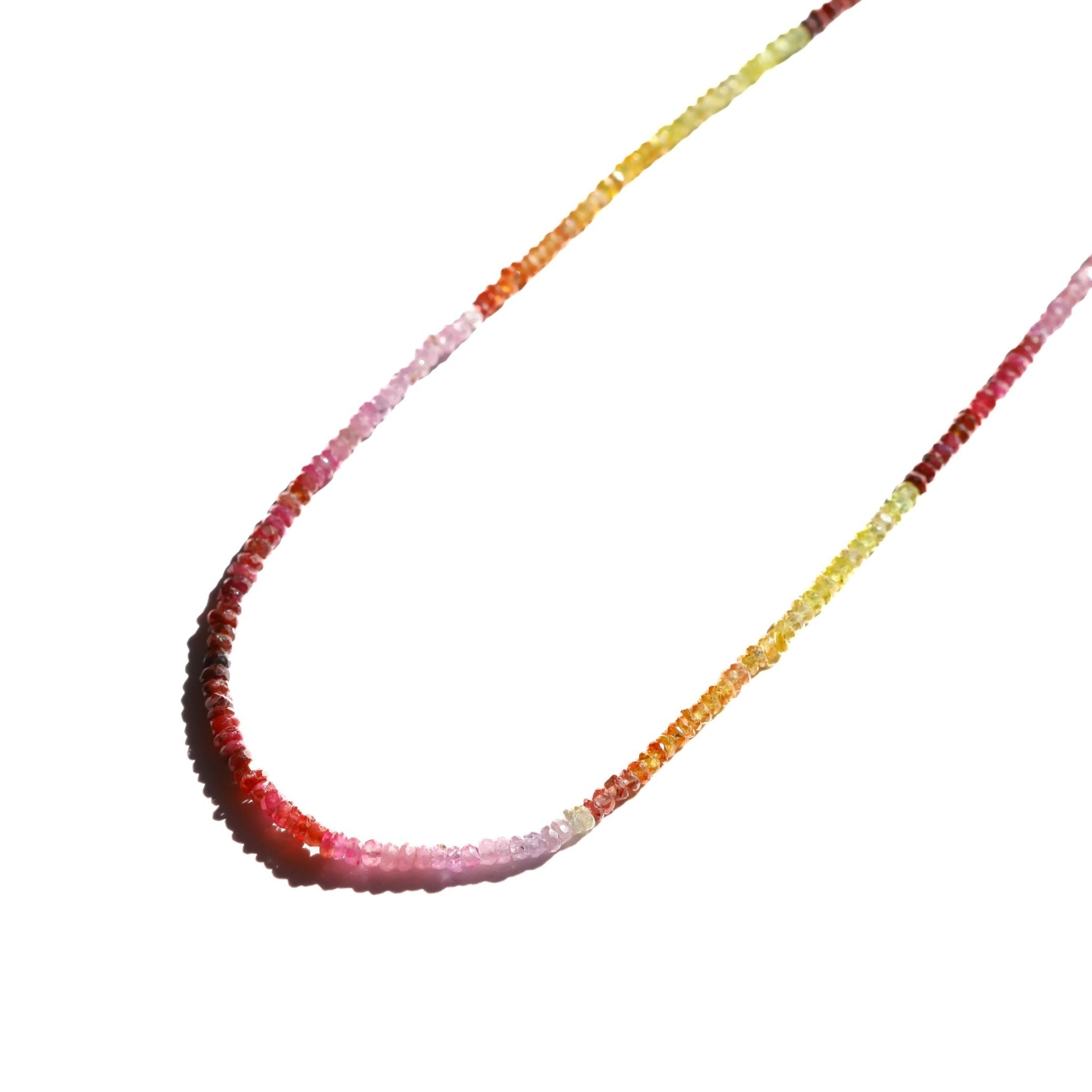 Yellow and Pink Sapphire Gemstone Beaded Necklace - Che Cose Belle