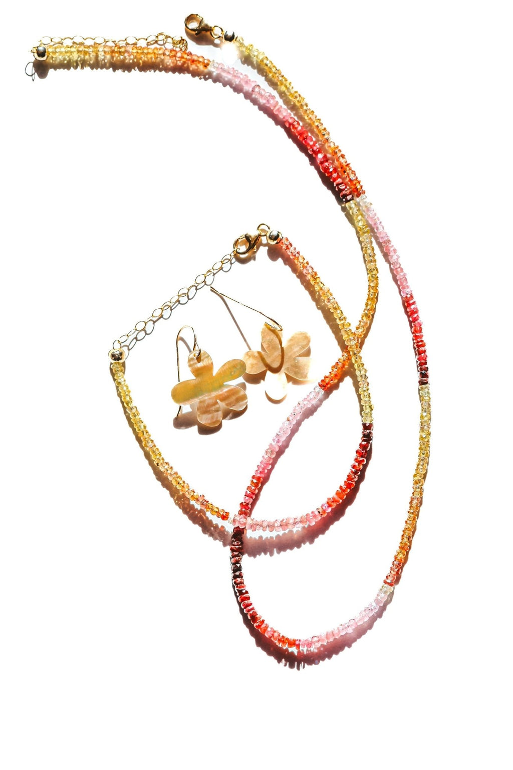 Yellow and Pink Sapphire Gemstone Beaded Necklace - Che Cose Belle