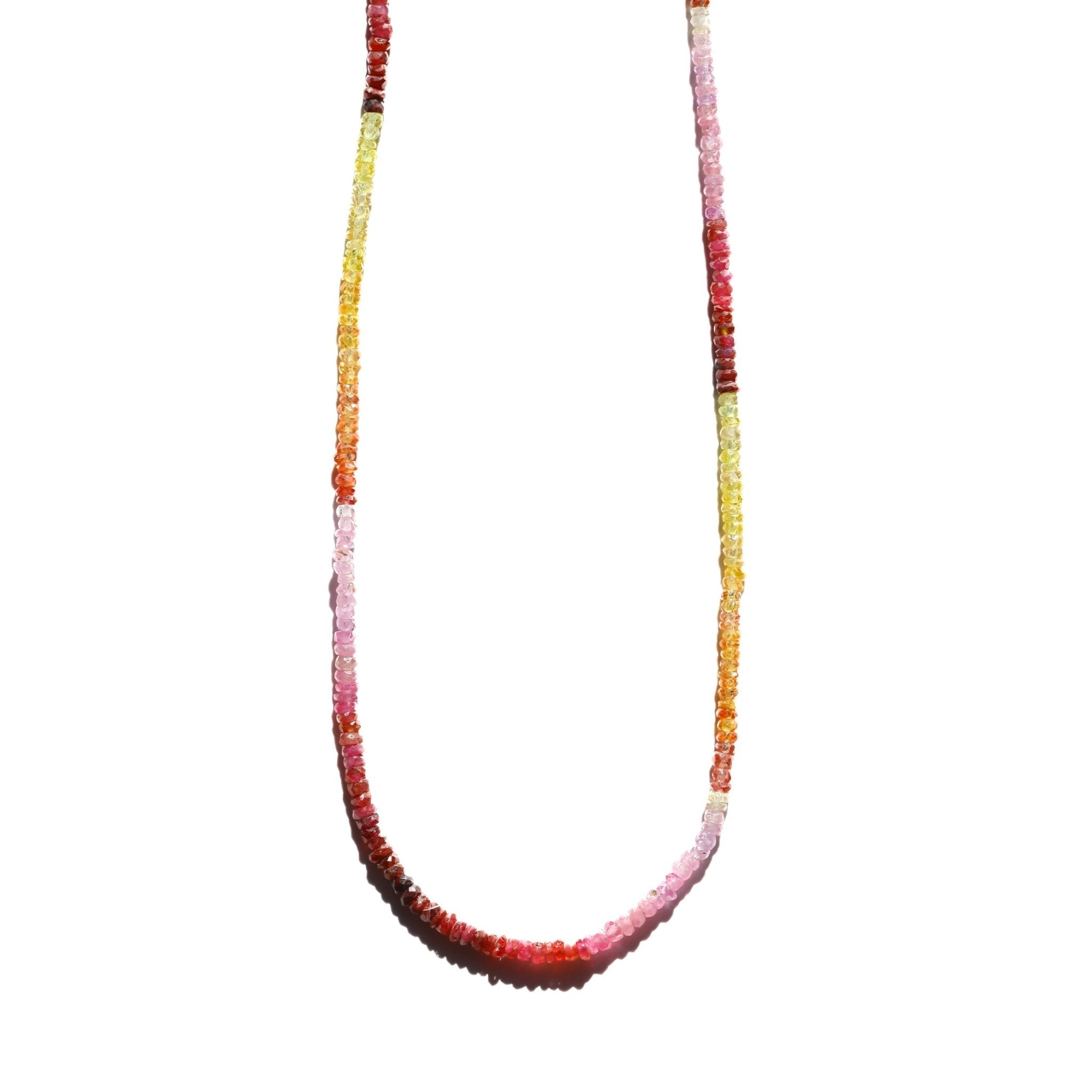 Yellow and Pink Sapphire Gemstone Beaded Necklace - Che Cose Belle