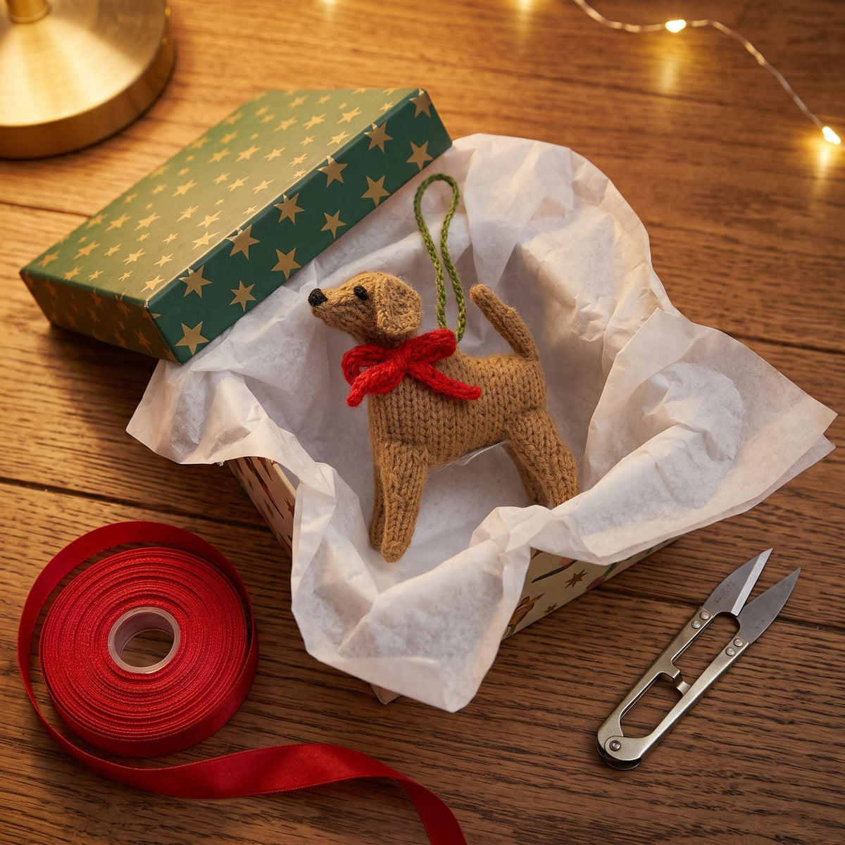 Yellow Lab Hand Knit Christmas Ornament Arcadia Home - Che Cose Belle