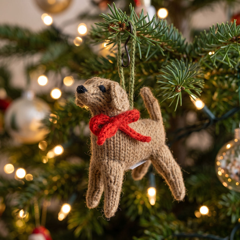 Yellow Lab Hand Knit Christmas Ornament Arcadia Home - Che Cose Belle