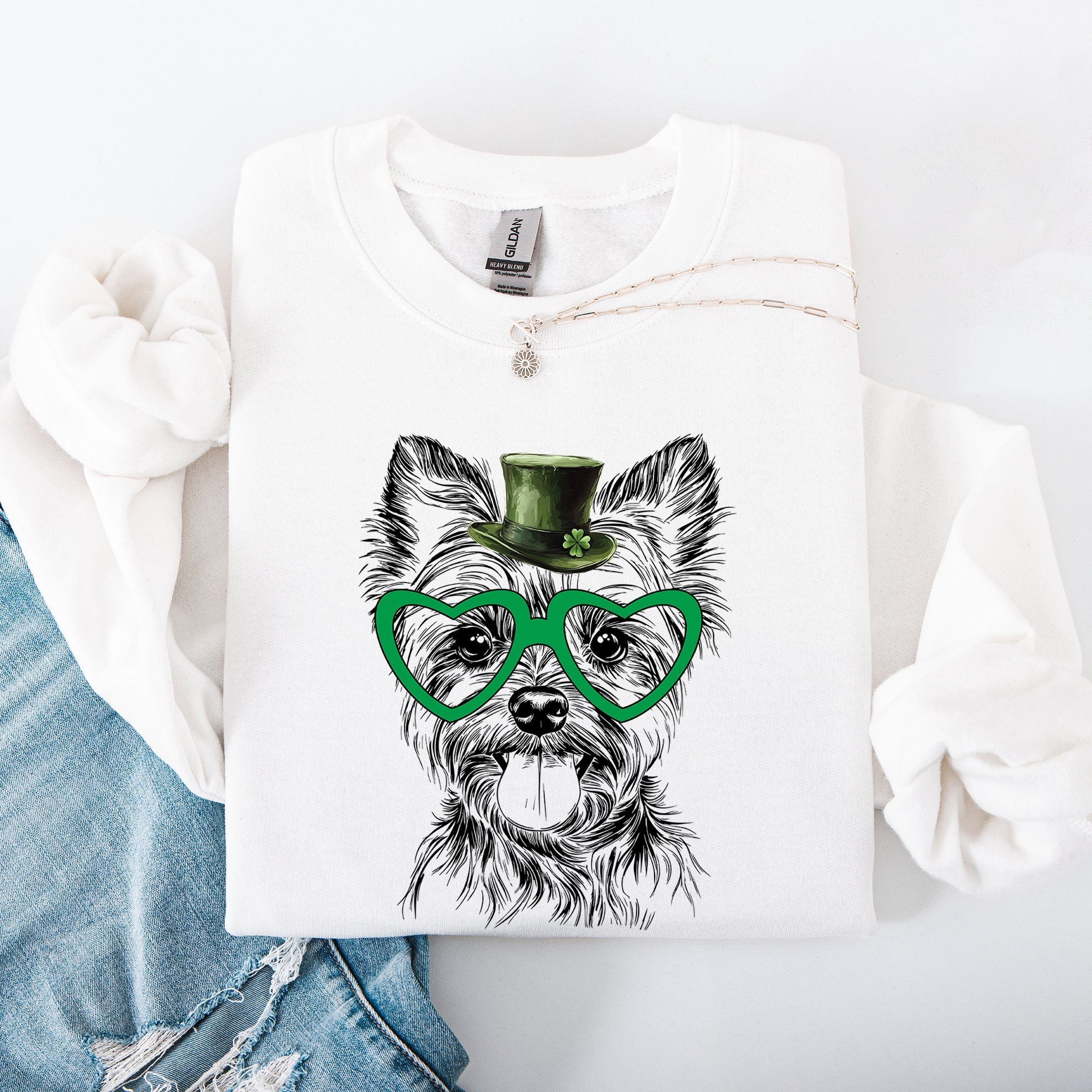 Yorkie, Yorkshire Terrier, Adorable Dog, St Patrick's Day, Lucky, Irish Sweatshirt - Che Cose Belle