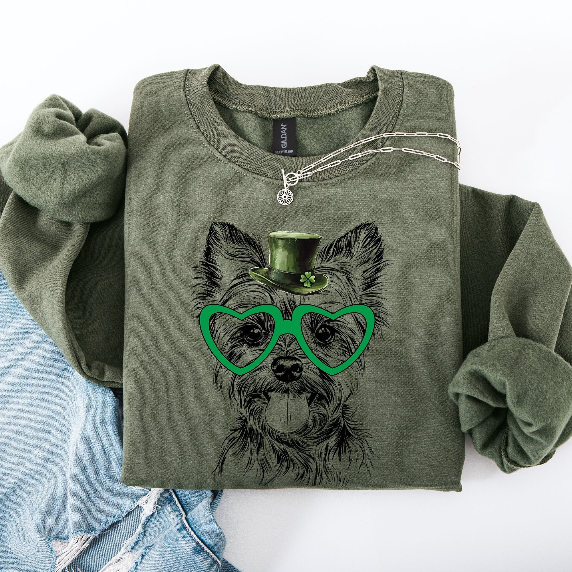 Yorkie, Yorkshire Terrier, Adorable Dog, St Patrick's Day, Lucky, Irish Sweatshirt - Che Cose Belle