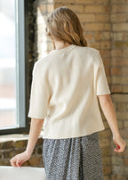 Zadie Ivory Short Sleeve Button Cardigan - Che Cose Belle