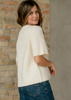 Zadie Ivory Short Sleeve Button Cardigan - Che Cose Belle